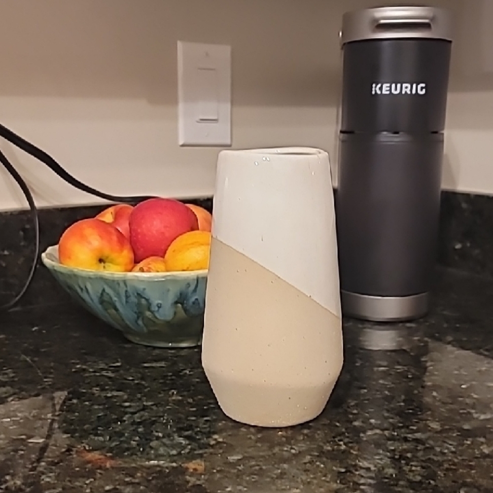 West Elm Two-Tone Cream and Tan Vase